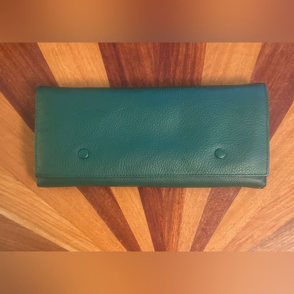 NWT Buxton grained leather exterior Green travel jewelry roll